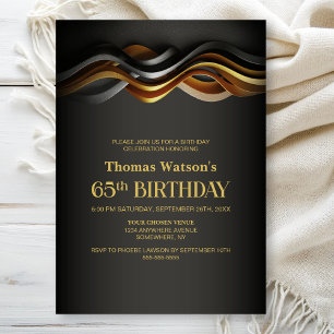 Modern Orange 65th Birthday Party Invitation