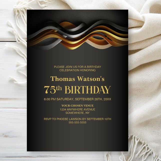 Modern Orange 75th Birthday Party Invitation (Creator Uploaded)