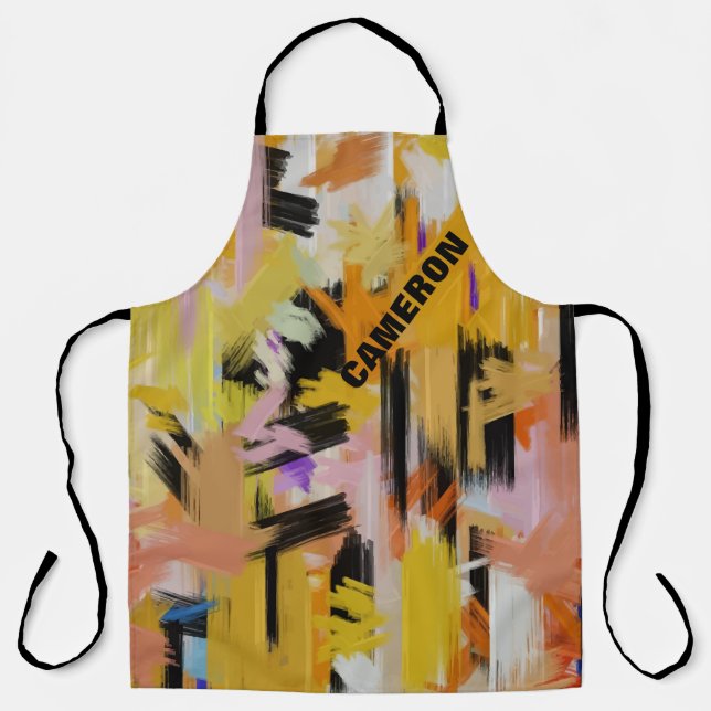 Modern Orange Abstract Painting Personalised  Apron (Front)