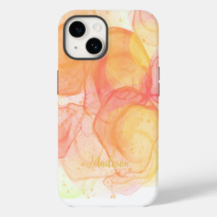 Modern Orange Abstract Personalised   iPhone 14 Case