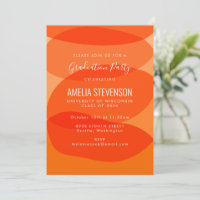 Modern Orange Abstract Shapes Graduation Party