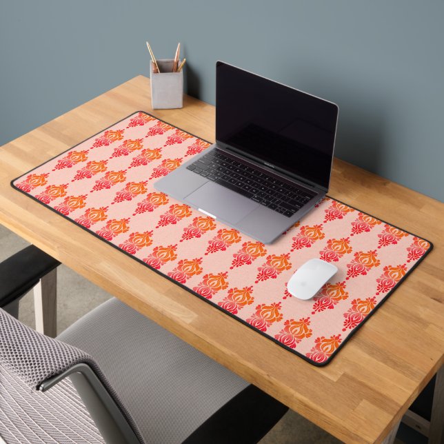 Modern Orange and Beige Floral Desk Mat (Office 2)