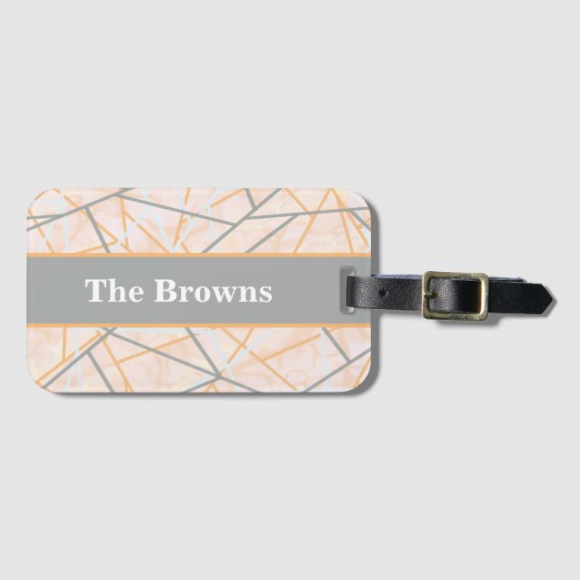 Modern Orange and Black Abstract Luggage Tag (Front Horizontal)
