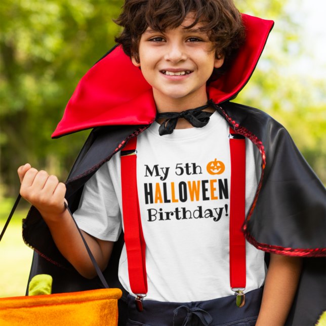 Modern Orange and Black Custom Halloween Birthday T-Shirt (Creator Uploaded)