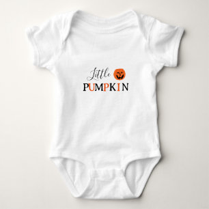 Modern Orange and Black Little Pumpkin Halloween Baby Bodysuit