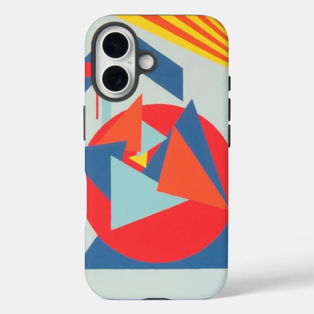 Modern Orange and Blue Triangles Phone Case (Back)