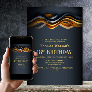 Modern Orange and Grey 18th Birthday Party Invitation