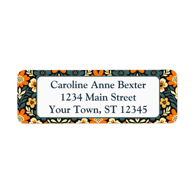 Modern Orange and Teal Floral Design (Front)