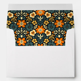 Modern Orange and Teal Floral Design Envelope