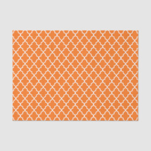 Modern Orange and White Moroccan Quatrefoil Tissue Paper