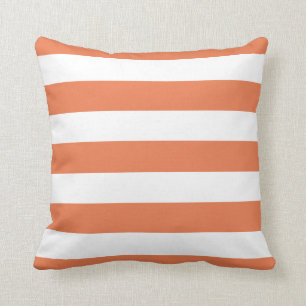 Modern Orange and White Stripes Cushion