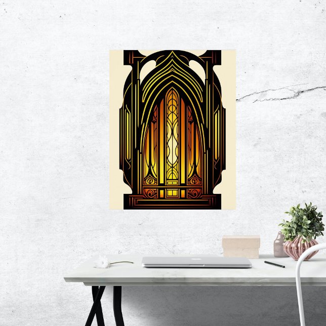Modern Orange Art Nouveau Stained Glass Poster (Creator Uploaded)