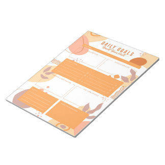 Modern Orange-Beige Daily Goals Planner Notepad