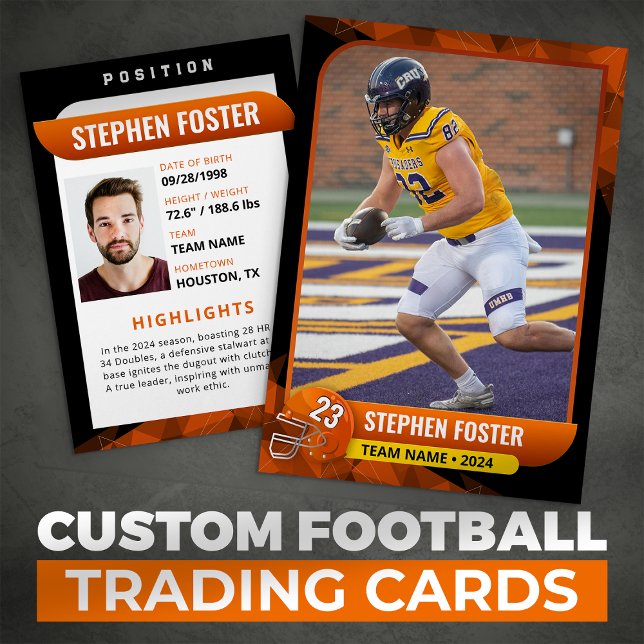 Modern Orange & Black Football Trading Card (Creator Uploaded)