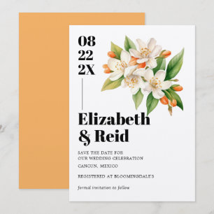 Modern Orange Blossom Save the Date Invitation