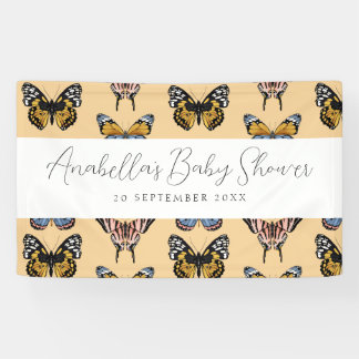 Modern Orange Boho Butterfly Girl Baby Shower Banner