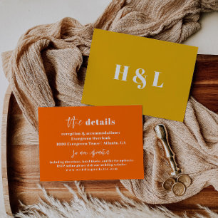 Modern Orange Bold Wedding Details Card