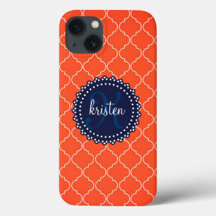 Modern Orange Bristol Tiles Personalised Trendy iPhone 13 Case