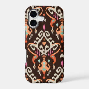 Modern orange brown girly ikat tribal pattern