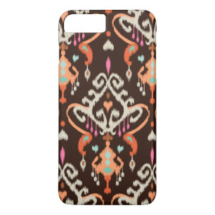 Modern orange brown girly ikat tribal pattern Case-Mate iPhone case
