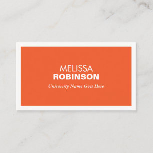 MODERN ORANGE BUSINESS CARD FOR COLLEGE STUDENTS