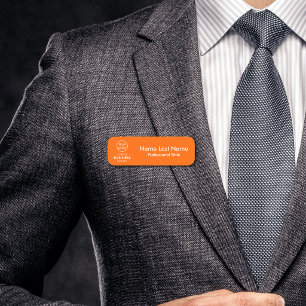 Modern Orange Business Logo Name Tag