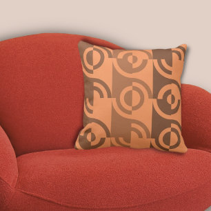 Modern Orange Circle Fragments Repeat Pattern Cushion