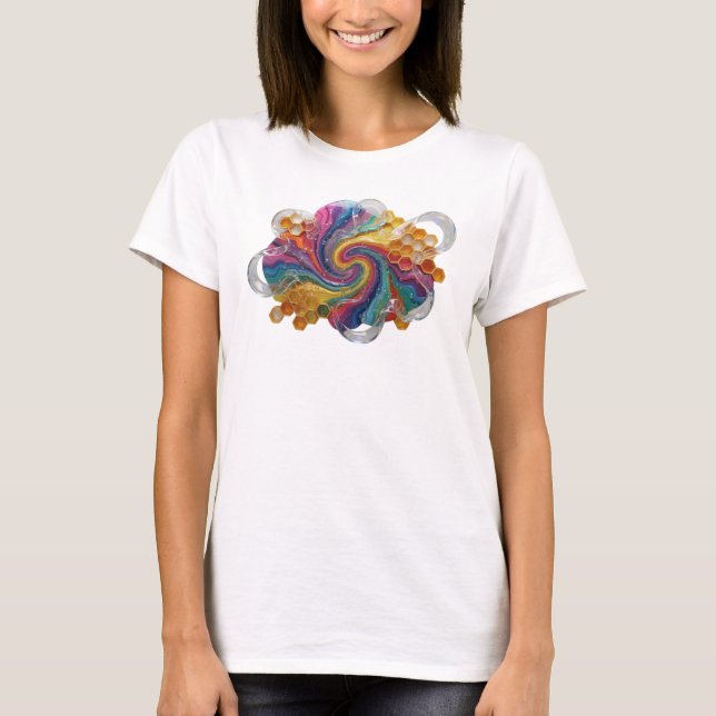 Modern Orange COLORFUL SWIRLS Graphic Tee (Front)