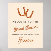 Modern Orange Cowgirl Horseshoe Bridal Shower