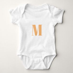 Modern orange custom monogram initial letter cute baby bodysuit