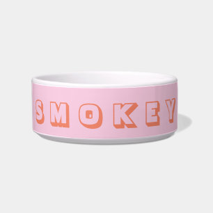 Modern Orange Display Name Pink Bowl