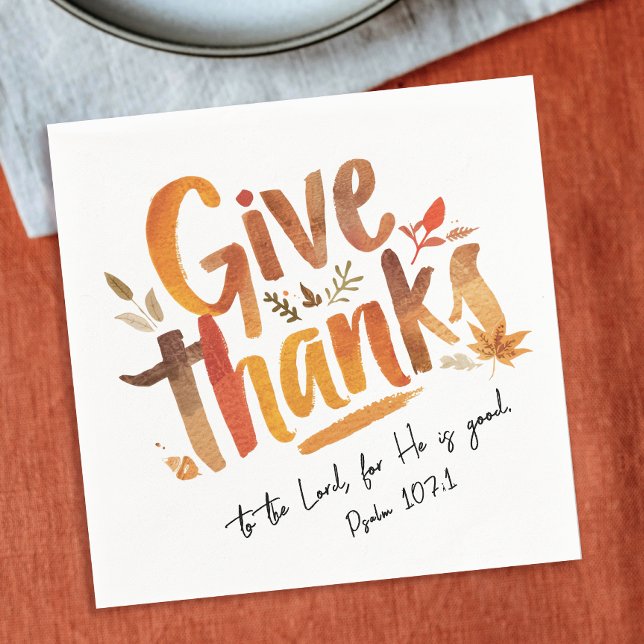 Modern Orange Fall Gratitude Blessing Brush Script Napkin (Creator Uploaded)