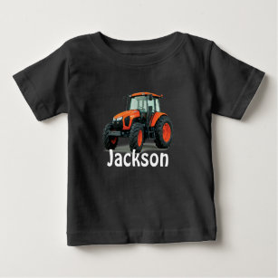 Modern Orange Farm Tractor Baby T-Shirt