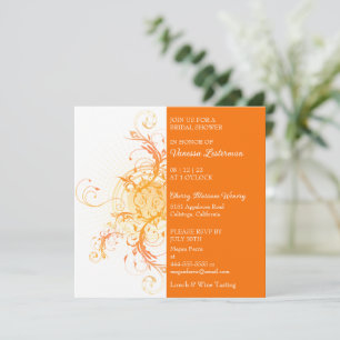 Modern Orange Floral Bridal Shower Invitation