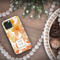 Modern Orange Floral Customisable Trendy Quote