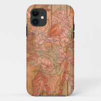 Modern Orange Floral Print on Stripped Background