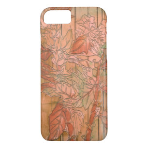 Modern Orange Floral Print on Stripped Background iPhone 8/7 Case