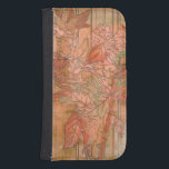 Modern Orange Floral Print on Stripped Background Samsung S4 Wallet Case<br><div class="desc">A Jennifer Goldberger original creation,  this modern orange floral print sits on a stripped background. The flowers almost blend in with the background. Let it blend in with the rest of your home by buying it today!</div>