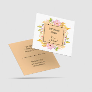 Modern Orange Floral Square Business Card