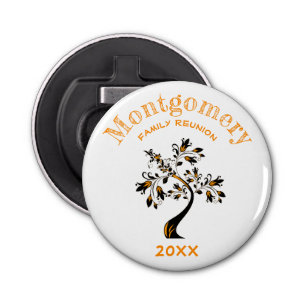 Modern Orange Floral Tree Family Reunion Memento Bottle Opener