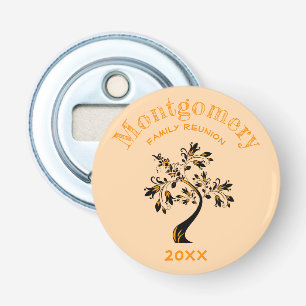 Modern Orange Floral Tree Family Reunion Memento Bottle Opener