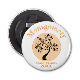 Modern Orange Floral Tree Family Reunion Memento Bottle Opener
