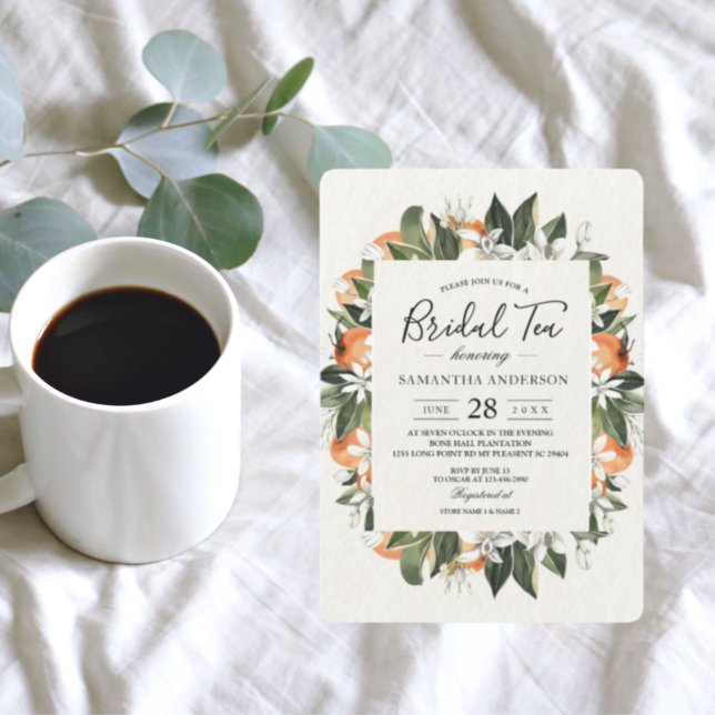 Modern Orange & Flowers Watercolor Frame Invitation (Creator Uploaded)