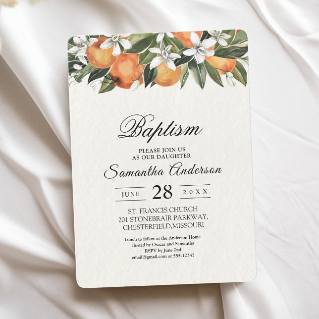 Modern Orange & Flowers Watercolor  Invitation (Creator Uploaded)
