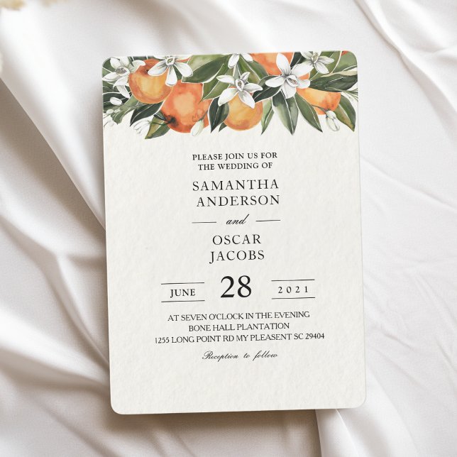 Modern Orange & Flowers Watercolor  Invitation (Creator Uploaded)