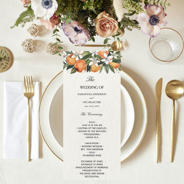 Modern Orange & Flowers Watercolor  Menu (Creator Uploaded)