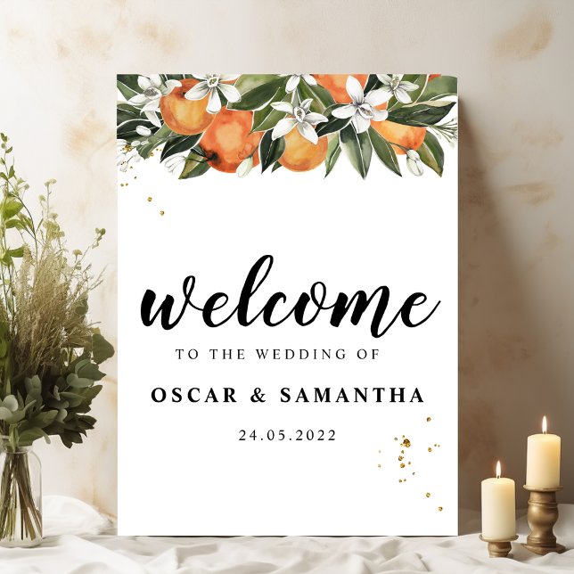 Modern Orange & Flowers Watercolor  Poster (Creator Uploaded)
