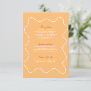 Modern orange Fun Retro Wedding Enclosure card