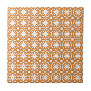 Modern orange geometric pattern tile
