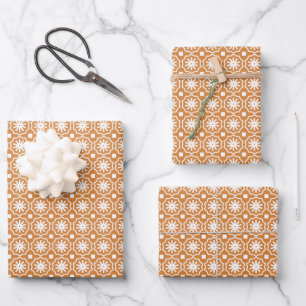 Modern orange geometric pattern wrapping paper sheet